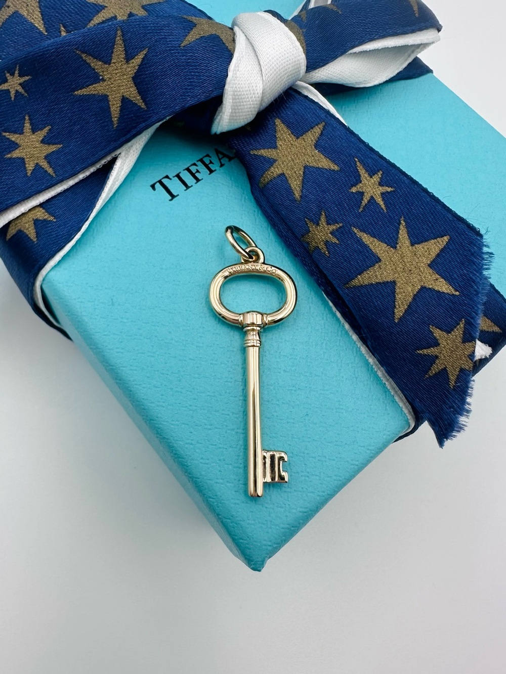 Retired Tiffany & Co. 18K Rose Gold Oval Key Charm with Packaging